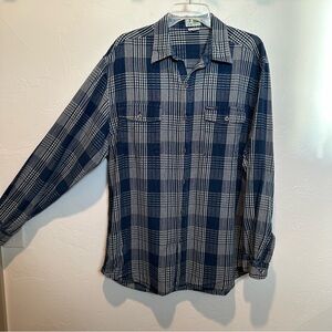 Vintage Guess Jeans Mens XLarge Blue Longsleeve Seersucker Plaid Button Up Shirt